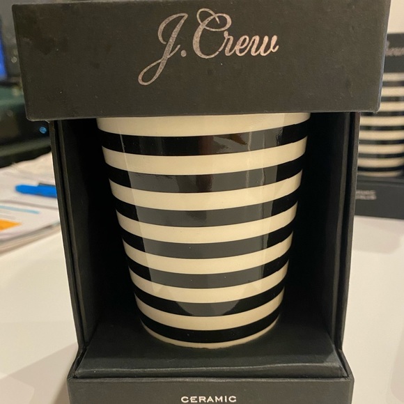 J. Crew Other - J.CREW STRIPED CERAMIC TUMBLER W/AQUA RUBBER LID